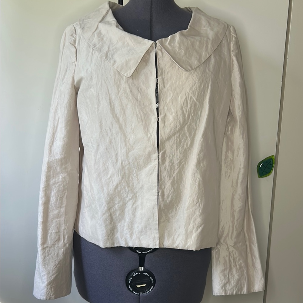 ANN TAYLOR CRINKLE SHEEN JACKET W/ BACK BOWS SZ L